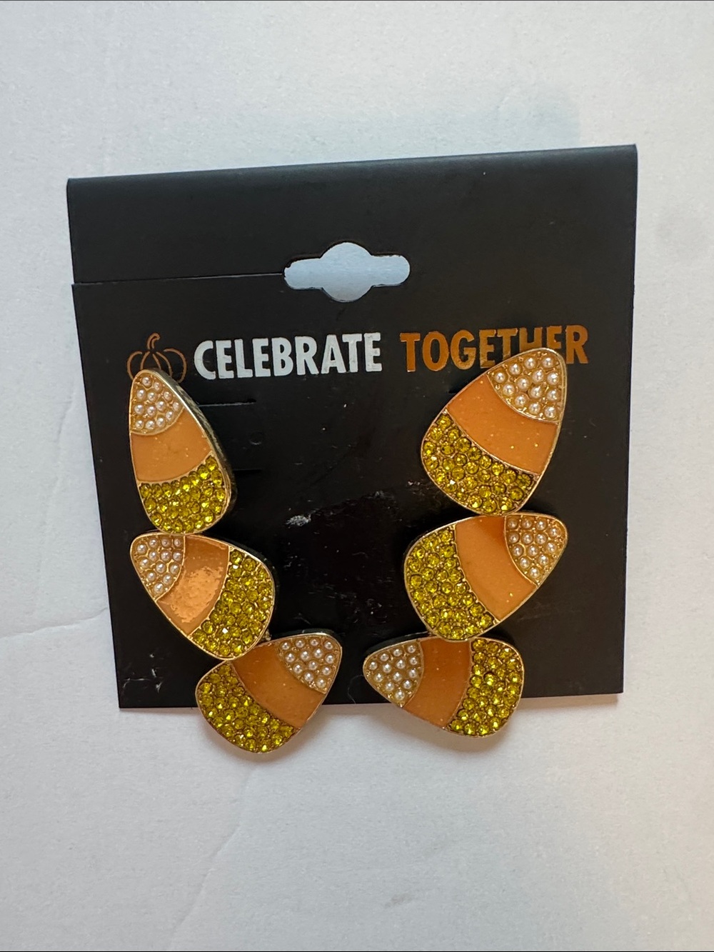Kohl's Gold and Tan Candy Corn Cluster Drop Earrings